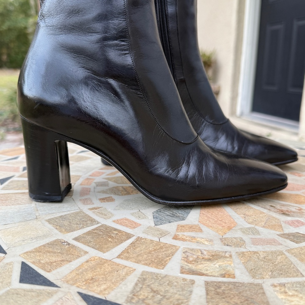 Bally Steviera Boots Black Leather Knee High Block Heel Made in Italy US 6 NWOB - Picture 8 of 13